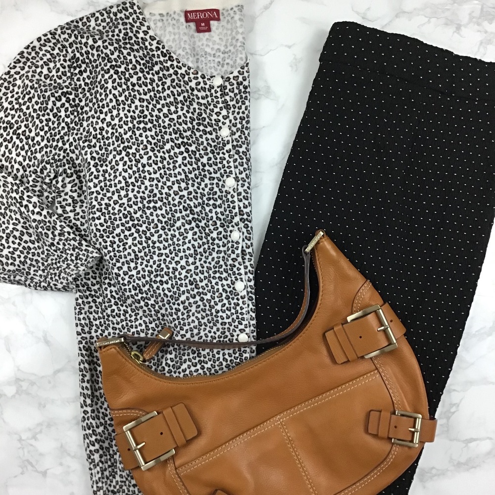 Merona Leopard Elbow Sleeve Crewneck Cardigan